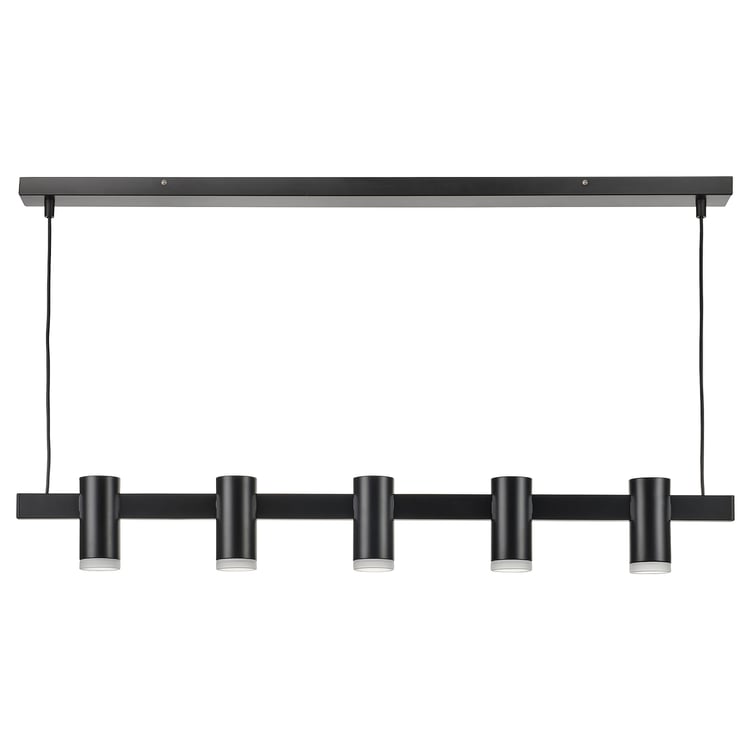 KRANSALG Závěsné osvětlení s 5 lampami, černá, 113 cm
