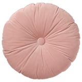 KRANSBORRE kulatý polštář, prachová růže, samet, měkký, vycentrovaný knoflík, ozdobný.