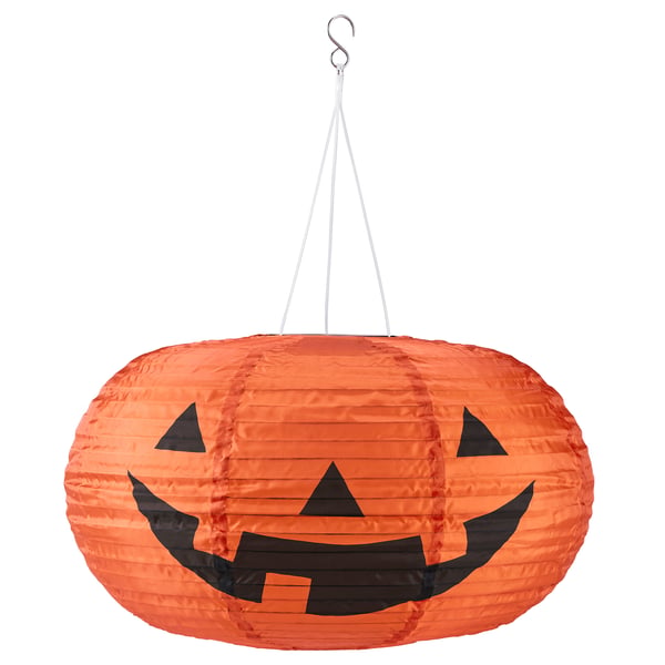 KUSTFYR LED závěsná lampa, dýně na baterie/venkovní oranžová