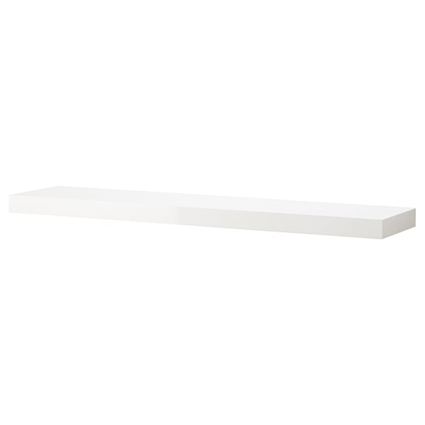 Bílá nástěnná police LACK. Elegantní, obdélníkový, minimalistický design se skrytými závěsnými držáky.
