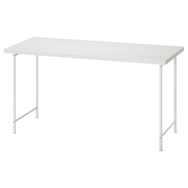 LAGKAPTEN: moderní bílá deska, obdélníkový, kovové nohy, minimalistický design.