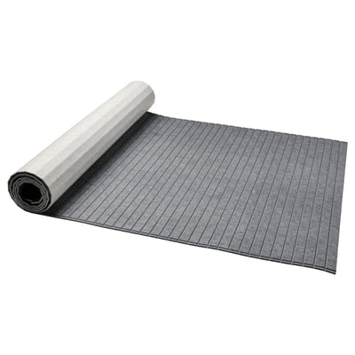 Válcovaný šedý plstěný panel pro posuvné dveře pro kutily, texturovaný s vodorovnými liniemi.