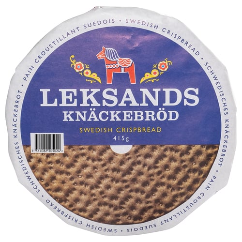 Obal LEKSANDS KNÄCKEBRÖD, švédský křupavý výrobek.