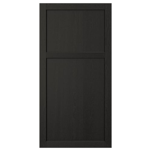 Dvířka kuchyňské linky LERHYTTAN černá. Rám z masivního dřeva se zkosenými hranami a deskou z jasanové dýhy. Tradiční design.