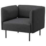 Tmavě šedá modulární židle LILLEHEM, moderní design s kovovými nohami, odolný látkový potah.