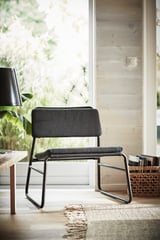 Moderní minimalistická židle, LINNEBÄCK, tmavě šedá, kovový rám, ergonomická.