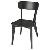 Černá dřevěná židle LISABO s jednoduchým, obdélníkovým tvarem a elegantním designem, ideální pro různé aktivity.