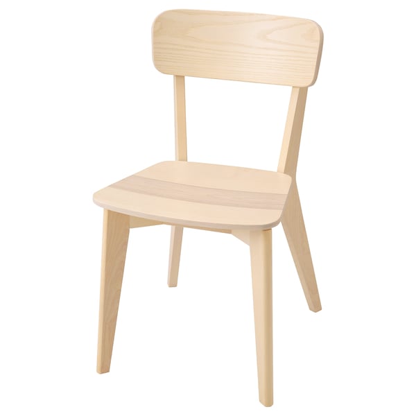Židle LISABO ze světlého dřeva, přírodní povrchová úprava, robustní jasan & bříza, jednoduchý design, čtvercový sedák, šikmé opěradlo.