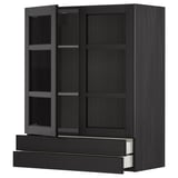 Černá kuchyňská skříňka METOD se skleněnými dvířky a zásuvkami. Moderní, robustní design pro skladování.