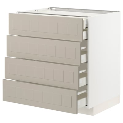 Kuchyňská linka METOD v béžové barvě se čtyřmi zásuvkami, elegantní moderní design.