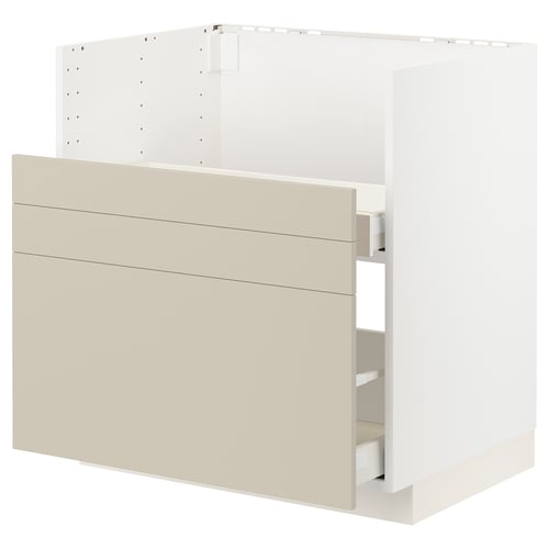 Moderní kuchyňská skříňka ze systému METOD s béžovými čely havstorp, elegantními liniemi a hladkým, harmonickým designem.