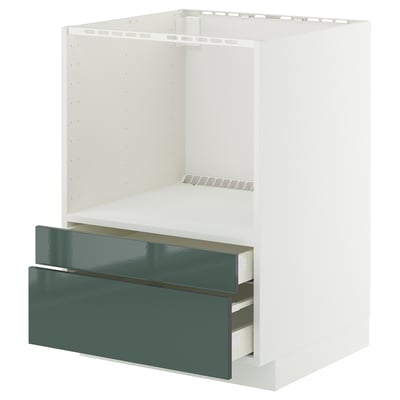 Kuchyňská skříňka IKEA METOD s vysoce lesklými zelenými zásuvkami, moderní a elegantní.