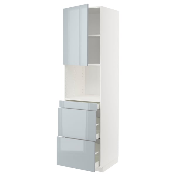 Moderní kuchyňská skříňka ikea METOD se 3 lesklými zásuvkami a dvířky.