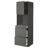 Moderní tmavě šedá kuchyňská linka se 3 zásuvkami a 1 skříňkou, elegantní design.