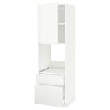 Bílá kuchyňská linka METOD, moderní a minimalistická, s úložnými zásuvkami a skříňkou.