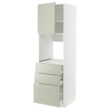 Kuchyňská linka METOD ve světle zelené barvě se třemi zásuvkami a horní skříňkou, elegantní a moderní design.