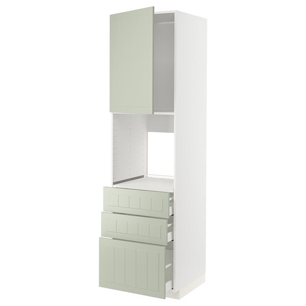 Kuchyňská linka METOD v zelené barvě; 3 zásuvky, 1 skříňka; bílý rám; Robustní, moderní design.