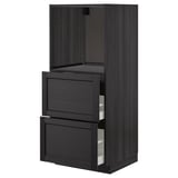 Černě mořená kuchyňská skříňka s otevřenými zásuvkami, dřevěné provedení, moderní design.