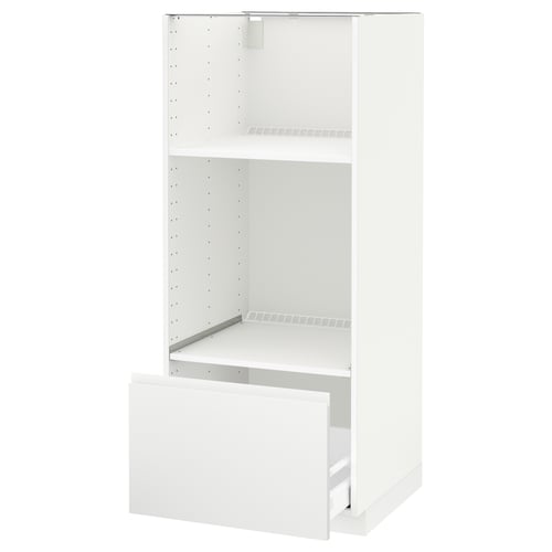 Bílá kuchyňská skříňka METOD s jednou otevřenou zásuvkou, moderní a minimalistický design.