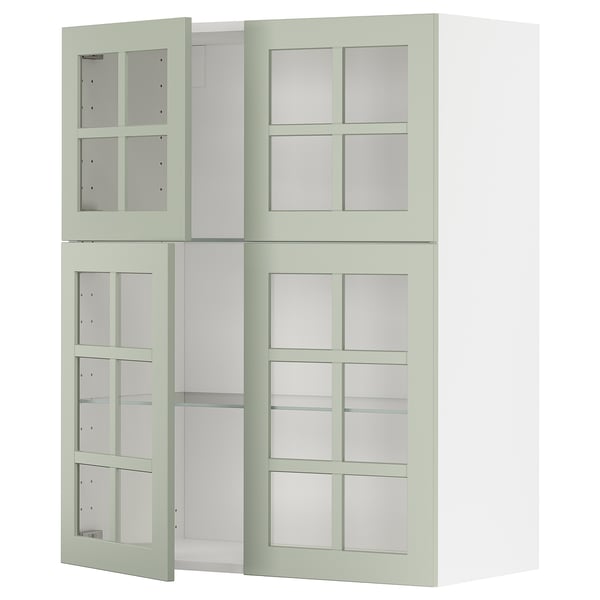 Kuchyňská linka METOD se zelenými skleněnými dveřmi Stensund, moderní design, bytelná konstrukce, nastavitelné police.