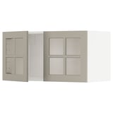 Kuchyňské nástěnné skříňky METOD s béžovými skleněnými dveřmi, moderní minimalistický design.