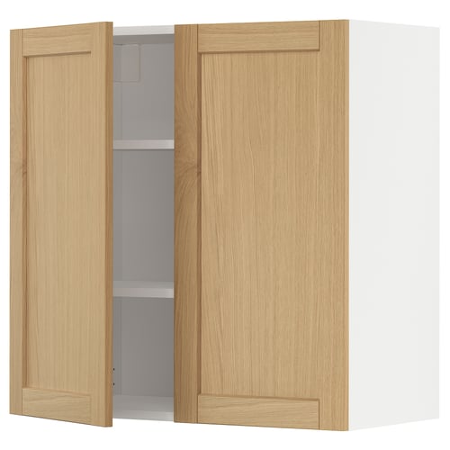 Moderní skříň ze světlého dřeva, METOD, dvoudveřová, rámová, hranatá, minimalistický design.