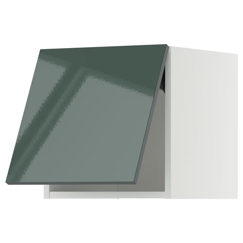 Moderní kuchyňská linka, vysoce lesklá šedozelená, hranatý design. Záruka 25 let.
