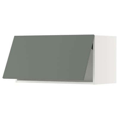 Moderní kuchyňská linka se zeleno-šedou barvou METOD, elegantní design, rovný povrch.