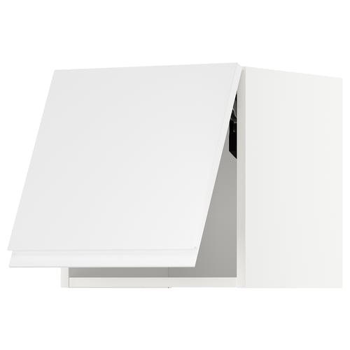 Bílá moderní kuchyňská skříňka s bezúchytkovým designem, elegantním a lesklým povrchem.