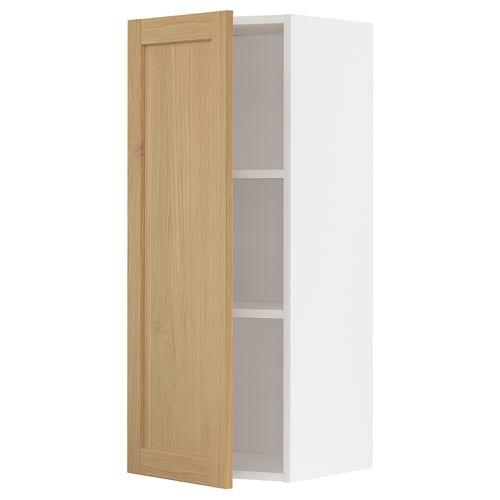 Ikea METOD bílá skříňka, dubové dveře, vertikální, jedna police.