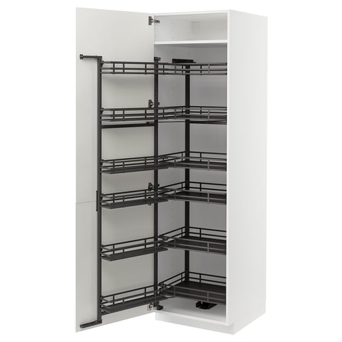Bílá výsuvná skříňka METOD s 5 černými policemi.