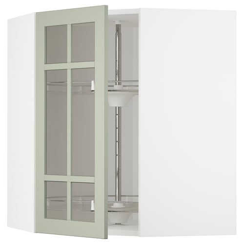 Kuchyňský panel METOD, světle zelený se sklem, moderní design, nastavitelná police.