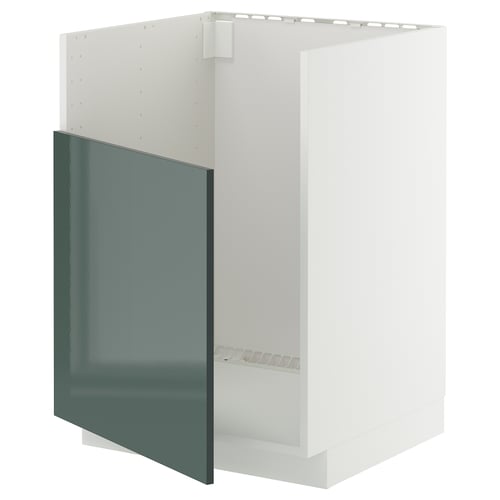 Kuchyňská skříňka METOD, vysoce lesklá šedozelená, moderní design.