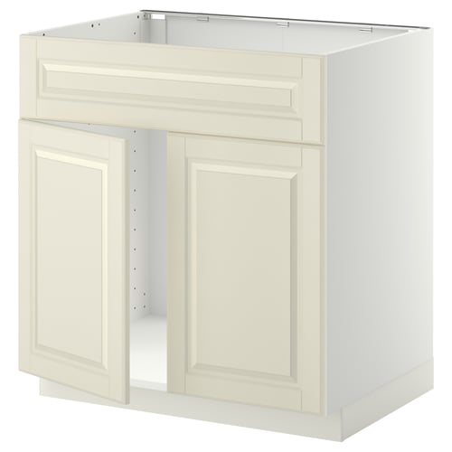Kuchyňská skříňka METOD, krémová, klasický design, plochá dvířka, čtvercový tvar.