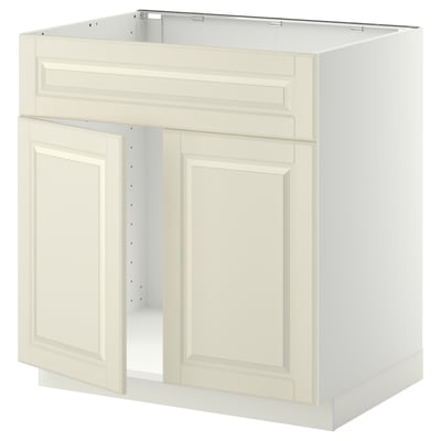 Kuchyňská skříňka METOD, krémová, klasický design, plochá dvířka, čtvercový tvar.