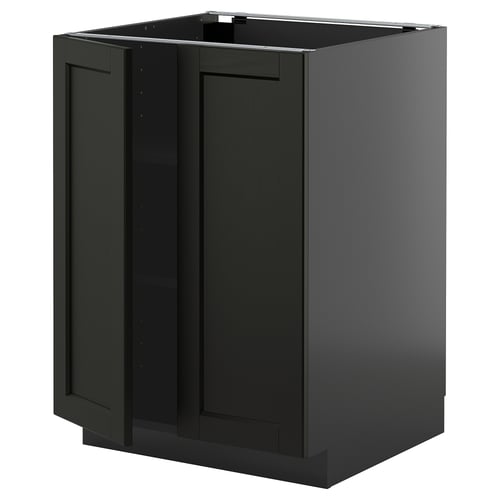 Tmavě šedá kuchyňská linka se dvěma dvířky, moderní design, bytelná konstrukce.