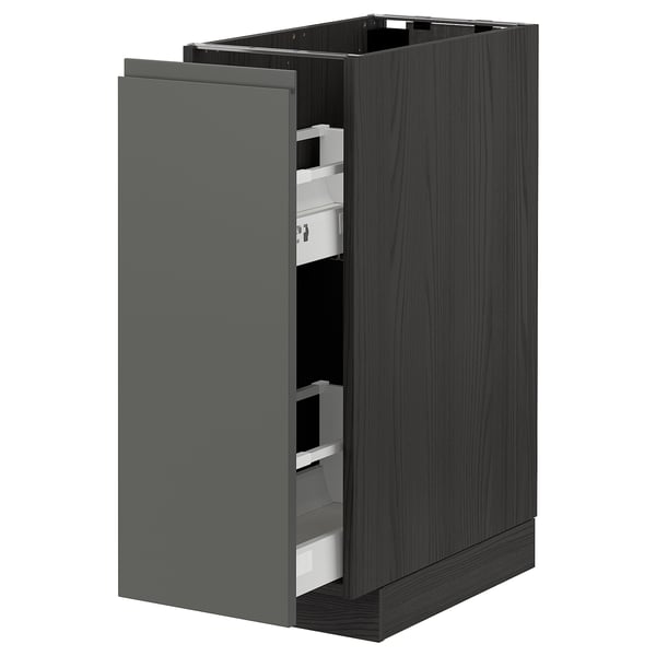 Tmavě šedá kuchyňská skříňka METOD s výsuvnou zásuvkou. Moderní design, obdélníkový tvar.
