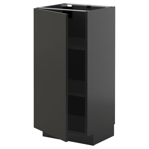 Černá kuchyňská skříňka METOD s elegantním matným povrchem a jednoduchými dvířky.