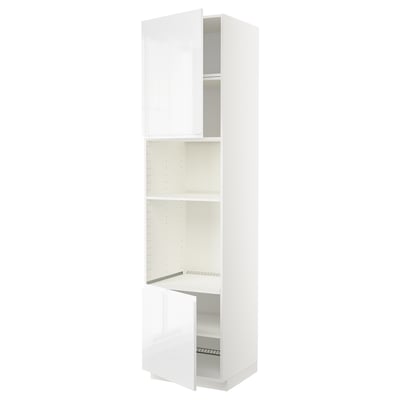 Bílá kuchyňská skříňka ikea METOD, vysoký lesk, s nastavitelnými policemi.