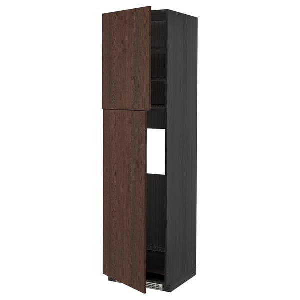 Kuchyňská skříňka METOD z tmavého dřeva se 2 policemi, moderní design.