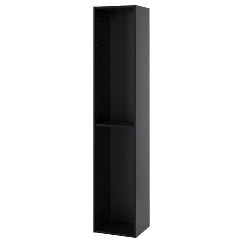 Černá vysoká kuchyňská skříňka METOD, elegantní, obdélníková, s nastavitelnou policí, moderní design.