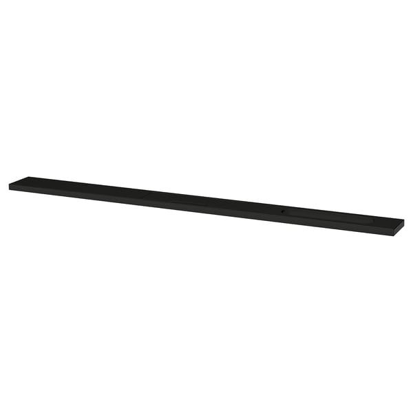 Černá plochá police MITTZON, obdélníková, minimalistický design, dřevovláknitá deska, práškový lak.