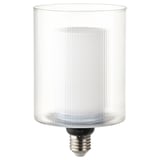 Ikea MOLNART kryt žárovky, čiré žebrované sklo, chrání teplé LED světlo, válcovitý tvar.