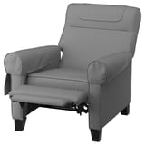 Šedé polohovací křeslo MUREN, moderní design, potažené látkou, nastavitelné do 3 poloh, se zabudovanou opěrkou nohou.