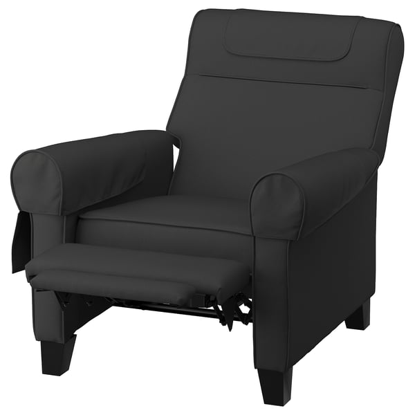 Polohovací křeslo MUREN s nastavitelnými zády, černé, polyester, komfortní podpora.