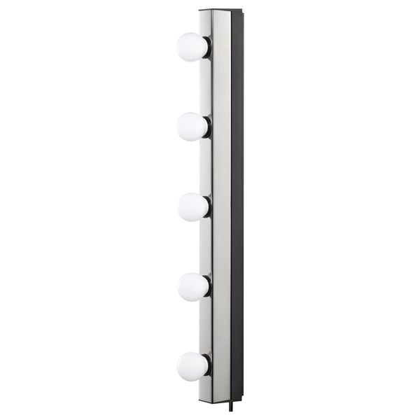 Nástěnné svítidlo MUSIK. Elegantní design s krytem z nerezové oceli, polykarbonátovou základnou a pěti rovnoměrně rozmístěnými kulatými žárovkami.