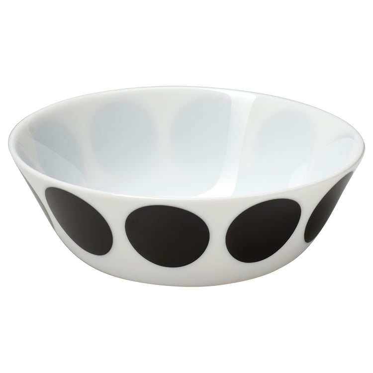 OFTAST Miska, bílá černá/puntíkovaný vzor, 15 cm