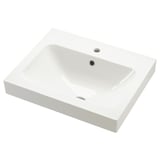 Bílé obdélníkové umyvadlo ORRSJÖN s jedním odtokem, sklovitý porcelán, hluboké umyvadlo.