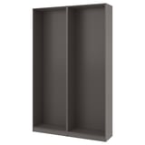Šedý rám skříně PAX, moderní minimalistický design, úzká struktura.