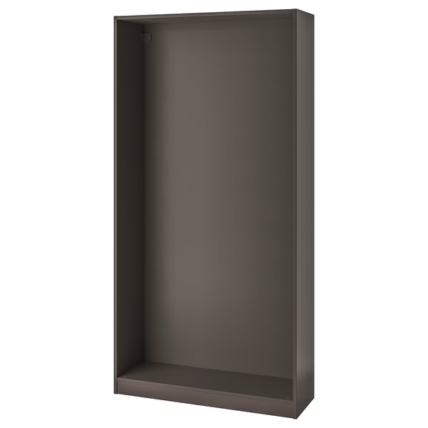 Černý rám šatní skříně PAX, elegantní a moderní, prázdný interiér, úzký design.
